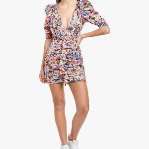 for Love & Lemons‎ Floral Vibrant Puff Sleeve Mini Dress